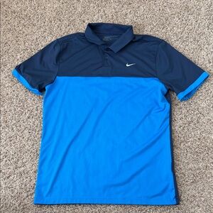 Nike Men's Navy and Sky Blue Polo Shirt